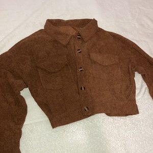Brown cropped corduroy jacket size small